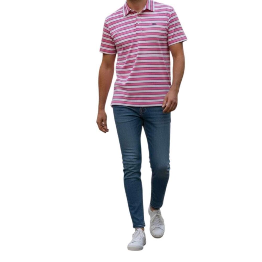 RALPH LAUREN Lisle Club Striped Short Sleeve Polo Shirt Size Large